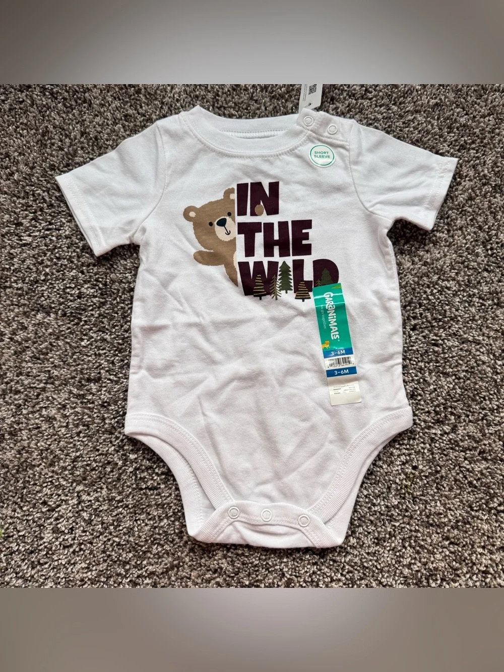 NEW White 'In The Wild' Bear Graphic One-Piece Bodysuit